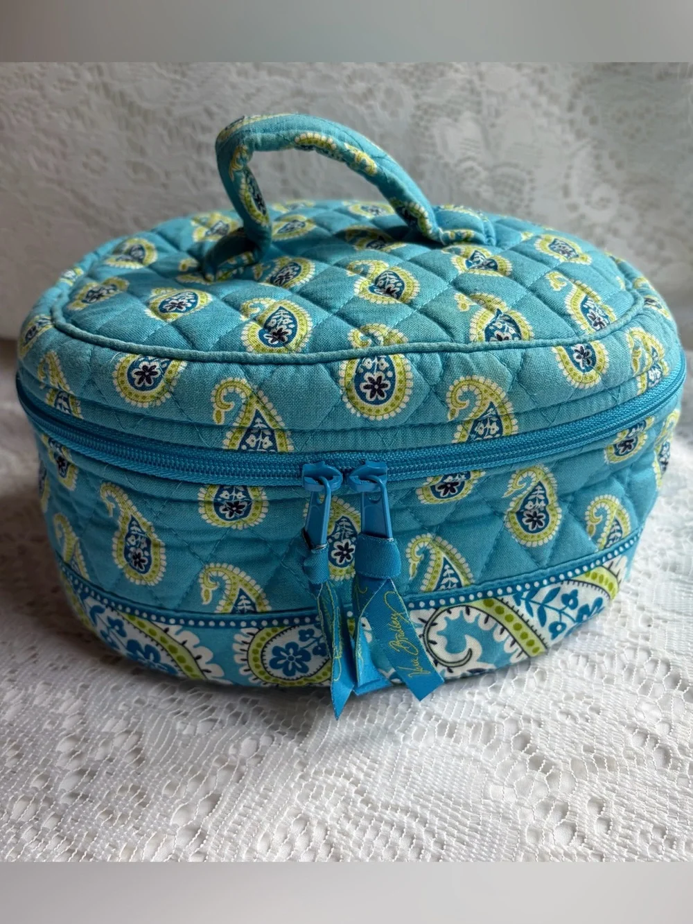 Vintage Y2K Vera Bradley Makeup, Cosmetic, Travel Bag Pouch in Bermuda Blue HTF